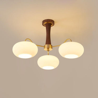 PersimmonGlow | Modern Elegant Brass Wooden Dining Room Chandelier 0