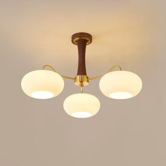 PersimmonGlow | Modern Elegant Brass Wooden Dining Room Chandelier 0