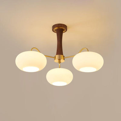 PersimmonGlow | Modern Elegant Brass Wooden Dining Room Chandelier 0