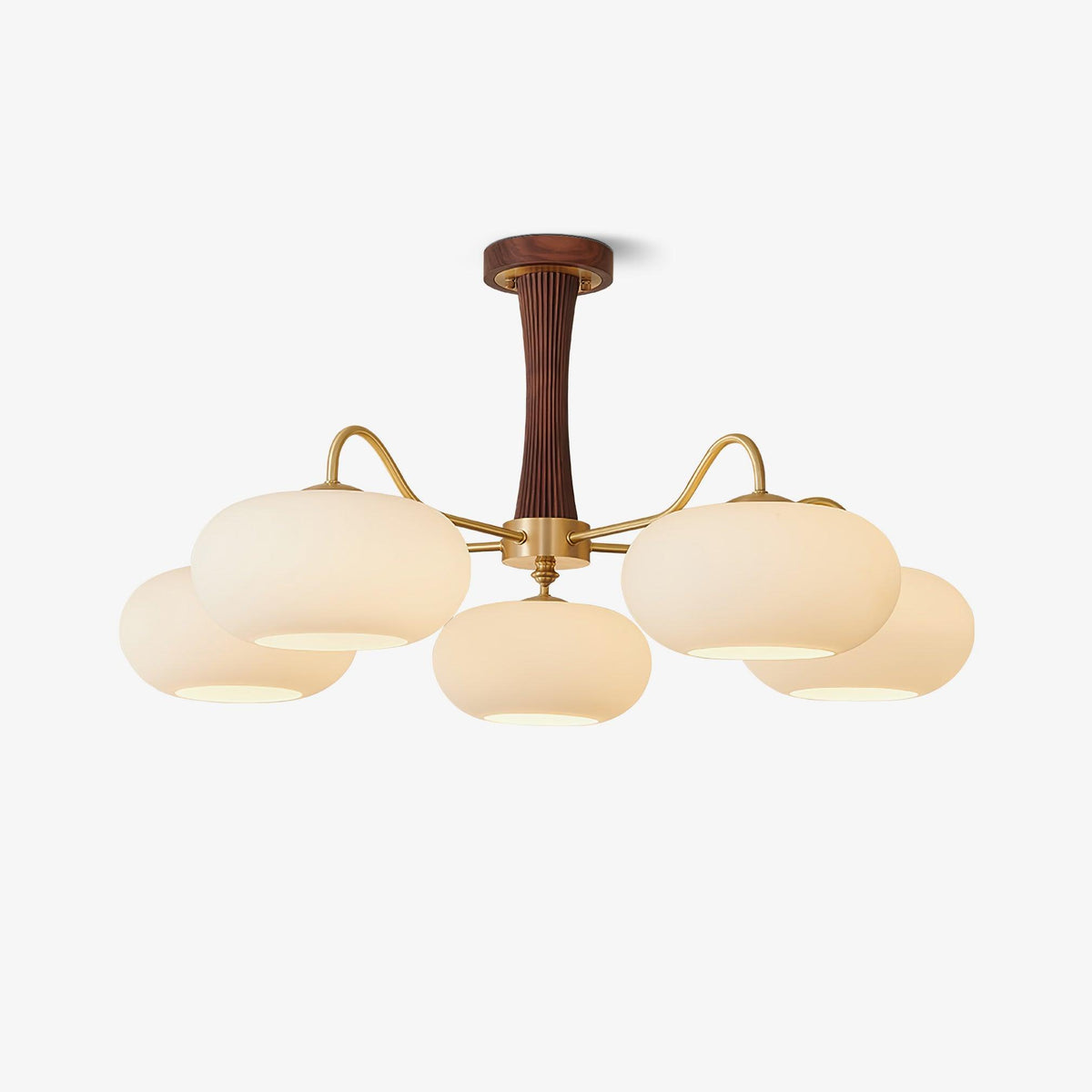 PersimmonGlow | Modern Elegant Brass Wooden Dining Room Chandelier 1