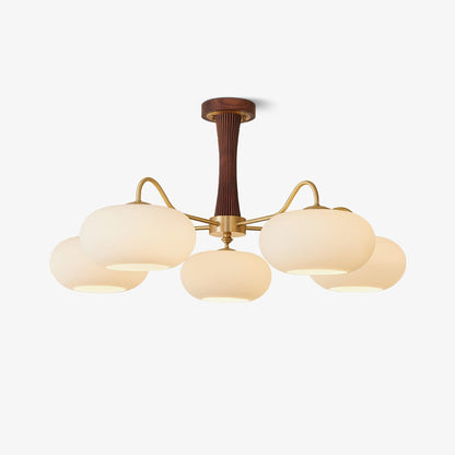 PersimmonGlow | Modern Elegant Brass Wooden Dining Room Chandelier 1