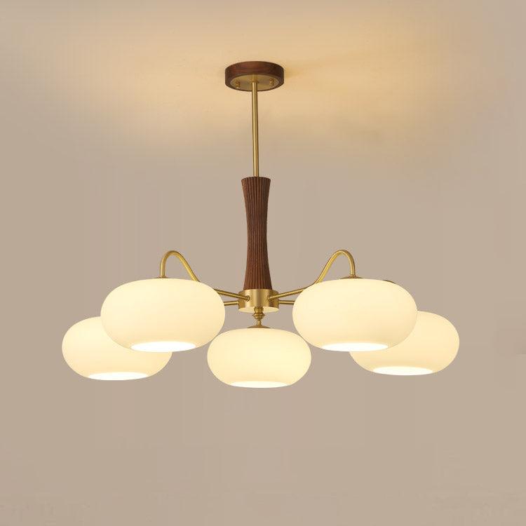 PersimmonGlow | Modern Elegant Brass Wooden Dining Room Chandelier 10