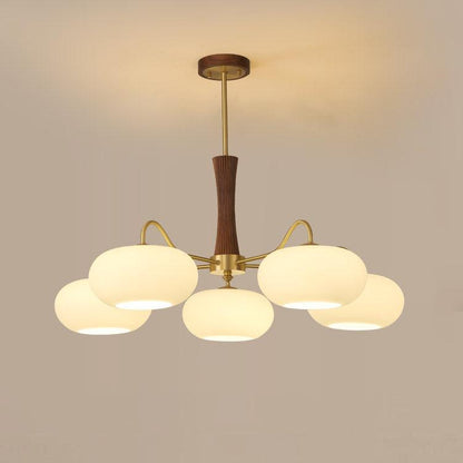 PersimmonGlow | Modern Elegant Brass Wooden Dining Room Chandelier 10