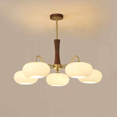 PersimmonGlow | Modern Elegant Brass Wooden Dining Room Chandelier 10