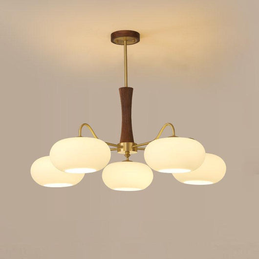 PersimmonGlow | Modern Elegant Brass Wooden Dining Room Chandelier 10