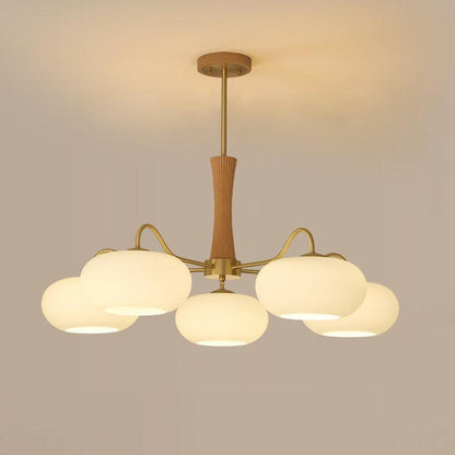 PersimmonGlow | Modern Elegant Brass Wooden Dining Room Chandelier 11