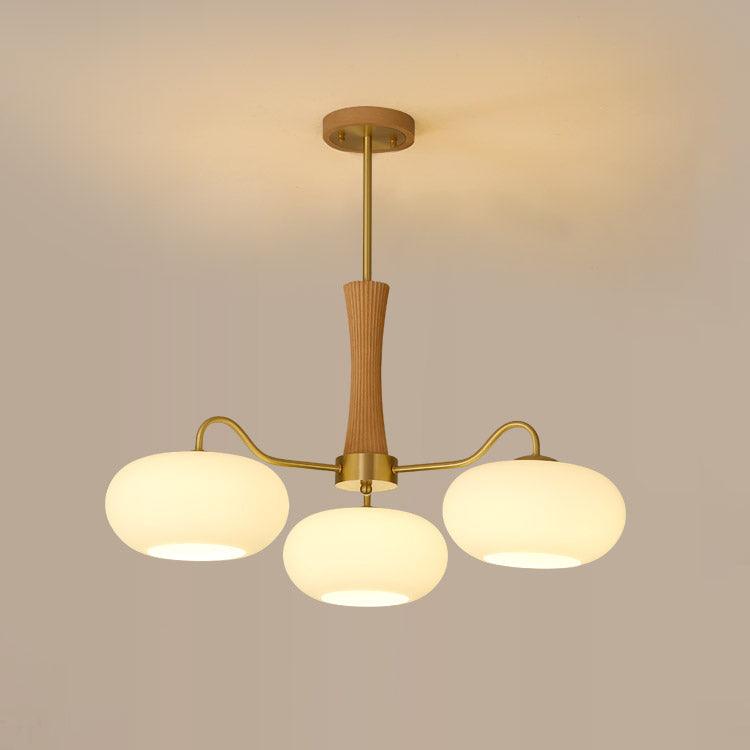 PersimmonGlow | Modern Elegant Brass Wooden Dining Room Chandelier 12