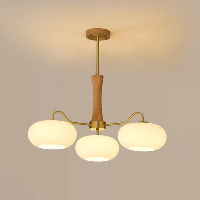 PersimmonGlow | Modern Elegant Brass Wooden Dining Room Chandelier 12