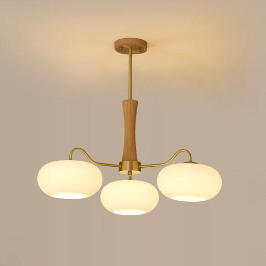 PersimmonGlow | Modern Elegant Brass Wooden Dining Room Chandelier 12