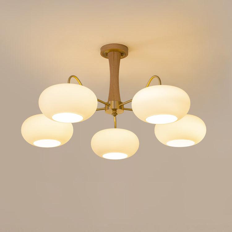 PersimmonGlow | Modern Elegant Brass Wooden Dining Room Chandelier 13