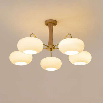 PersimmonGlow | Modern Elegant Brass Wooden Dining Room Chandelier 13