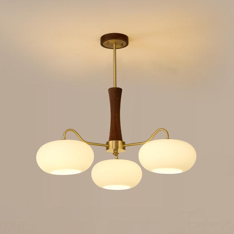 PersimmonGlow | Modern Elegant Brass Wooden Dining Room Chandelier 14