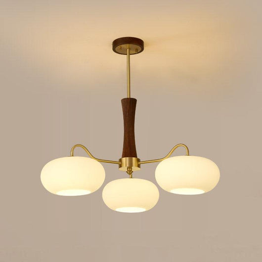 PersimmonGlow | Modern Elegant Brass Wooden Dining Room Chandelier 14