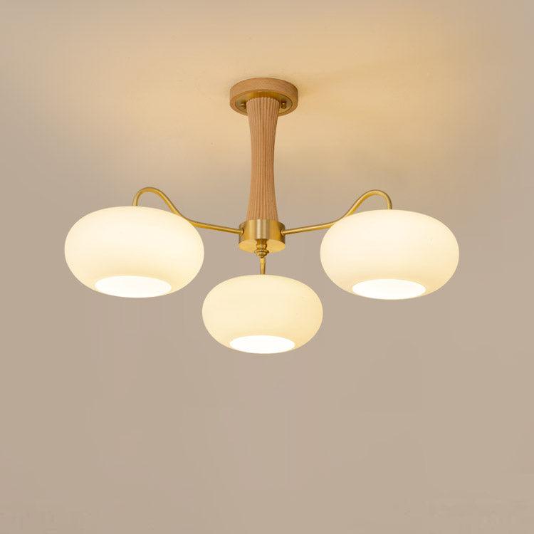 PersimmonGlow | Modern Elegant Brass Wooden Dining Room Chandelier 15
