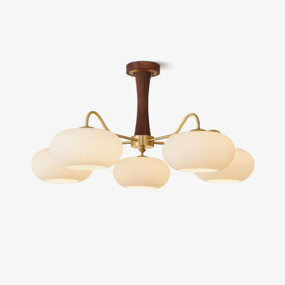 PersimmonGlow | Modern Elegant Brass Wooden Dining Room Chandelier 1