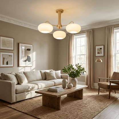 PersimmonGlow | Modern Elegant Brass Wooden Dining Room Chandelier 6