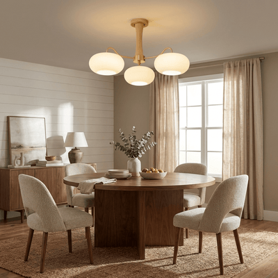 PersimmonGlow | Modern Elegant Brass Wooden Dining Room Chandelier 8