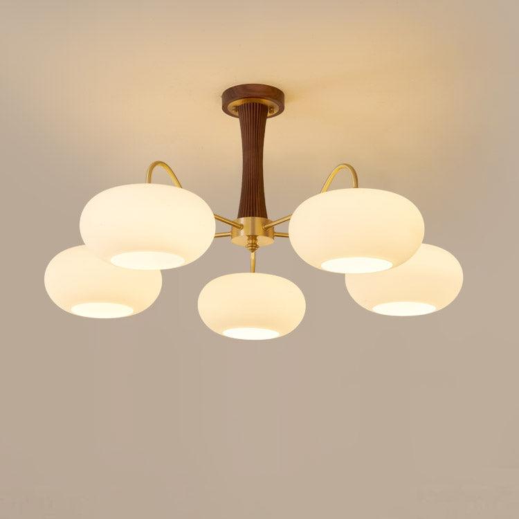 PersimmonGlow | Modern Elegant Brass Wooden Dining Room Chandelier 9