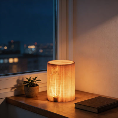 PineGlow | Modern Touch Control Cordless Table Lamp with Natural Wood Design 1