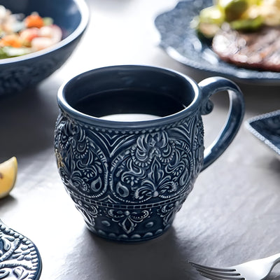 Porcelain Dinnerware Set + Navy Baroque Design + Durable Construction + Elegant Edges 2