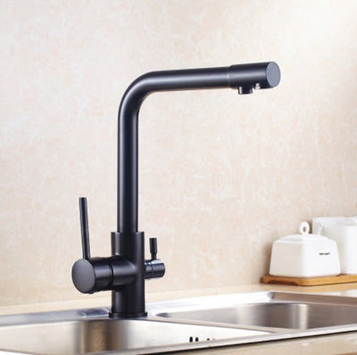 PureFlow | Modern Stainless Steel Double Handle Kitchen Faucet with Filtration 0