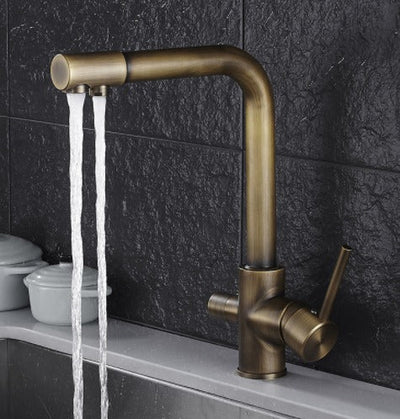 PureFlow | Modern Stainless Steel Double Handle Kitchen Faucet with Filtration 2