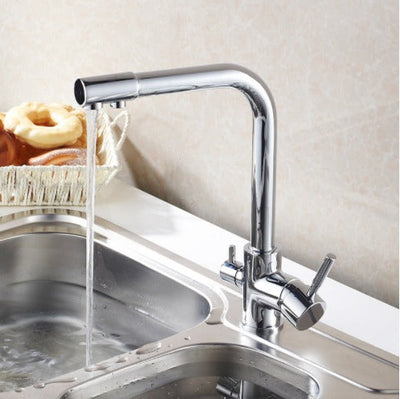 PureFlow | Modern Stainless Steel Double Handle Kitchen Faucet with Filtration 4
