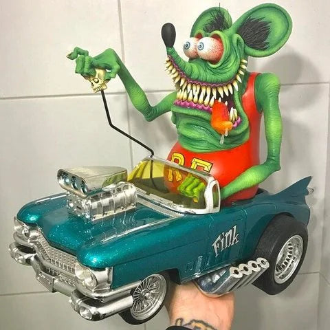 Rat Fink Collectible Model | Handcrafted Vintage Americana Decoration | Unique Halloween Display for Living Room or Office 0