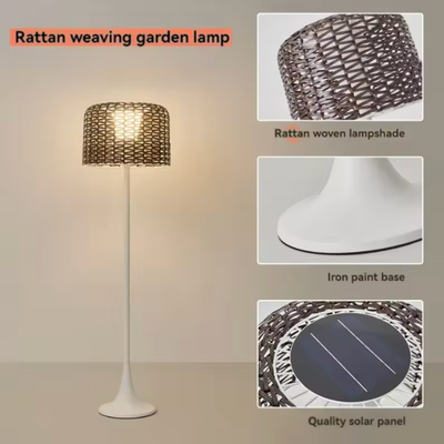 RattanGlow | Elegant Solar Outdoor Floor Lamp with Integrated LED Lighting 3