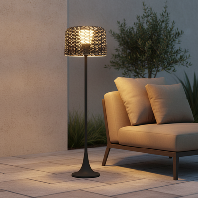 RattanGlow | Elegant Solar Outdoor Floor Lamp with Integrated LED Lighting 4