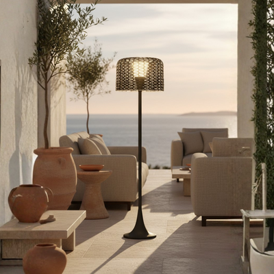 RattanGlow | Elegant Solar Outdoor Floor Lamp with Integrated LED Lighting 5