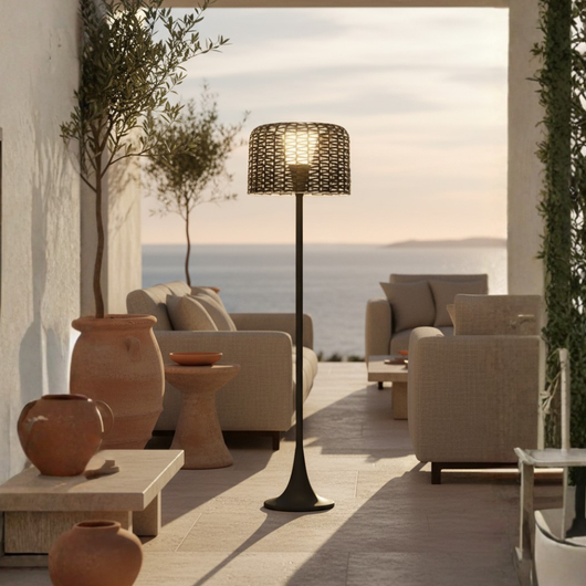 RattanGlow | Elegant Solar Outdoor Floor Lamp with Integrated LED Lighting 5