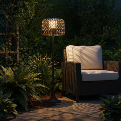 RattanGlow | Elegant Solar Outdoor Floor Lamp with Integrated LED Lighting 6