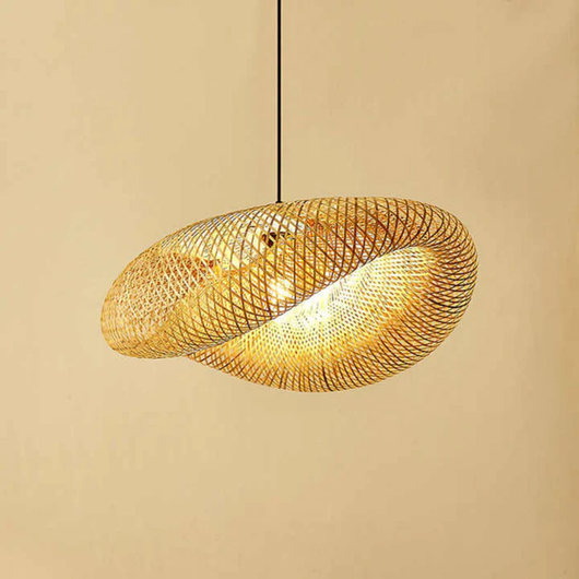 RattanWave | Elegant Organic Woven Rattan Pendant Light Fixture + Bamboo 0