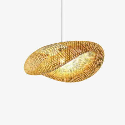 RattanWave | Elegant Organic Woven Rattan Pendant Light Fixture + Bamboo 1