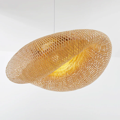 RattanWave | Elegant Organic Woven Rattan Pendant Light Fixture + Bamboo 7