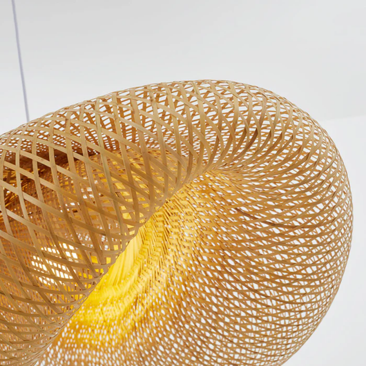 RattanWave | Elegant Organic Woven Rattan Pendant Light Fixture + Bamboo 8