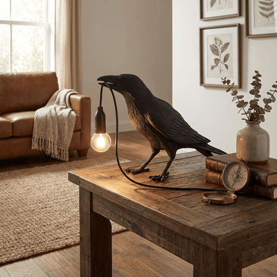 RavenCraft | Unique Artistic Resin Table Lamp with Edison Bulb 2