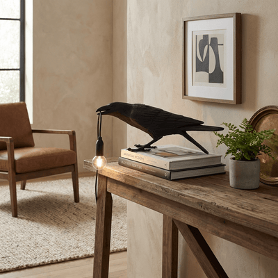 RavenCraft | Unique Artistic Resin Table Lamp with Edison Bulb 3