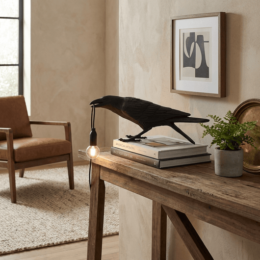 RavenCraft | Unique Artistic Resin Table Lamp with Edison Bulb 3