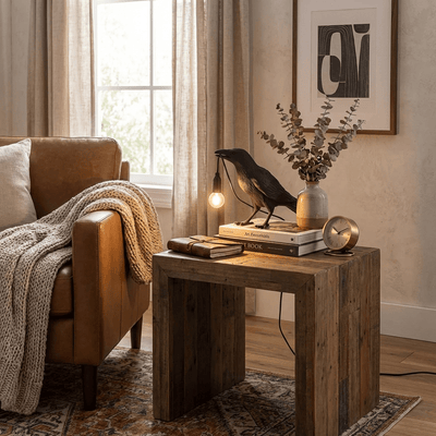 RavenCraft | Unique Artistic Resin Table Lamp with Edison Bulb 4