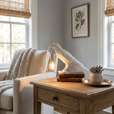 RavenCraft | Unique Artistic Resin Table Lamp with Edison Bulb 7