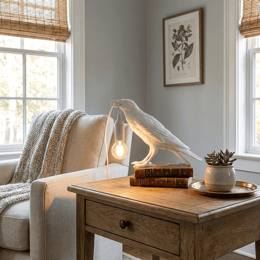RavenCraft | Unique Artistic Resin Table Lamp with Edison Bulb 7