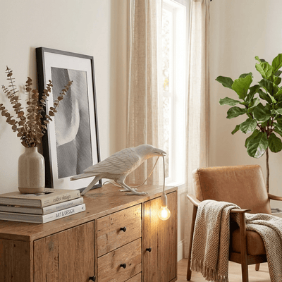RavenCraft | Unique Artistic Resin Table Lamp with Edison Bulb 8