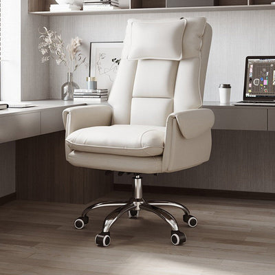 Reclinable Desk Chair | PVC Leather & Aluminum Alloy Frame, Adjustable Height & Footrest | Home Office Comfort 10