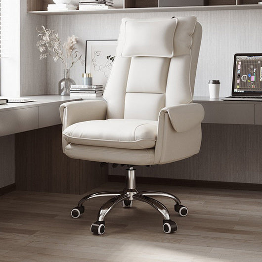 Reclinable Desk Chair | PVC Leather & Aluminum Alloy Frame, Adjustable Height & Footrest | Home Office Comfort 10