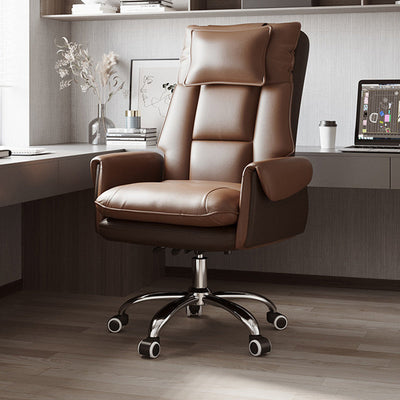 Reclinable Desk Chair | PVC Leather & Aluminum Alloy Frame, Adjustable Height & Footrest | Home Office Comfort 11