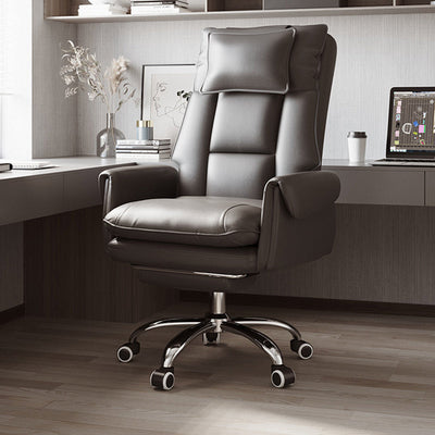 Reclinable Desk Chair | PVC Leather & Aluminum Alloy Frame, Adjustable Height & Footrest | Home Office Comfort 12