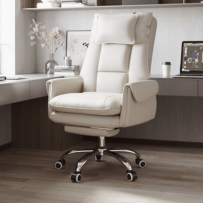 Reclinable Desk Chair | PVC Leather & Aluminum Alloy Frame, Adjustable Height & Footrest | Home Office Comfort 15