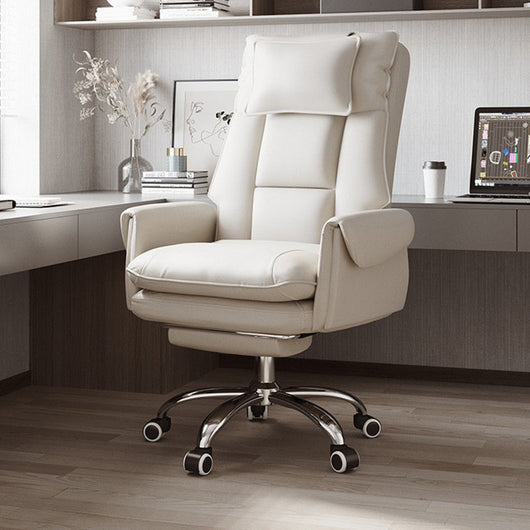 Reclinable Desk Chair | PVC Leather & Aluminum Alloy Frame, Adjustable Height & Footrest | Home Office Comfort 15